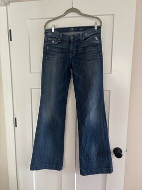 7 For All Mankind Women's Dark Blue Flare Jeans